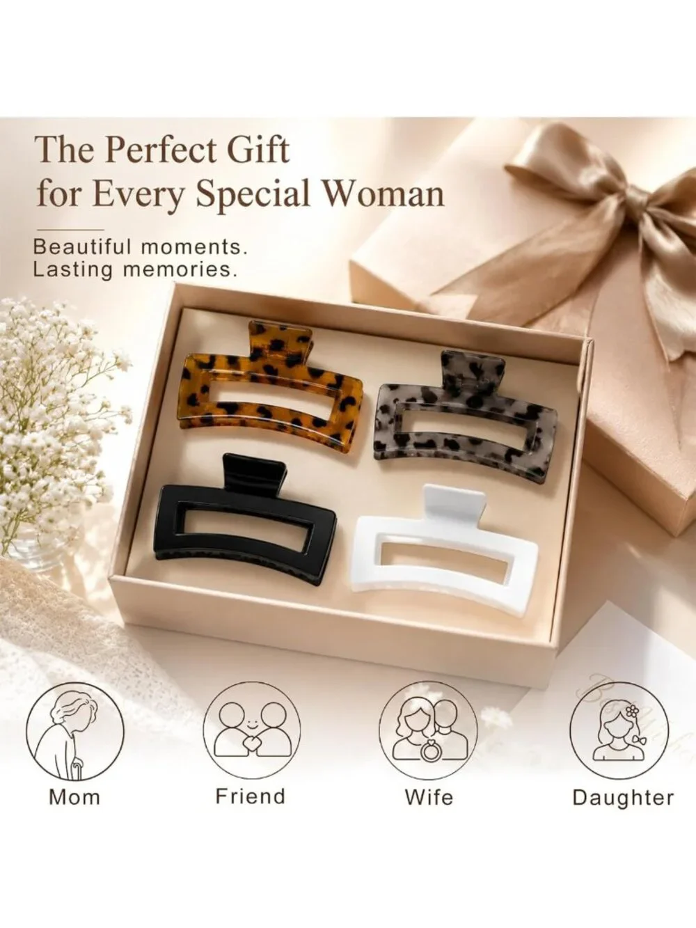 5-Inch XL Jumbo Claw Clips - 4-Pack Oversized Hair Accessories for Women